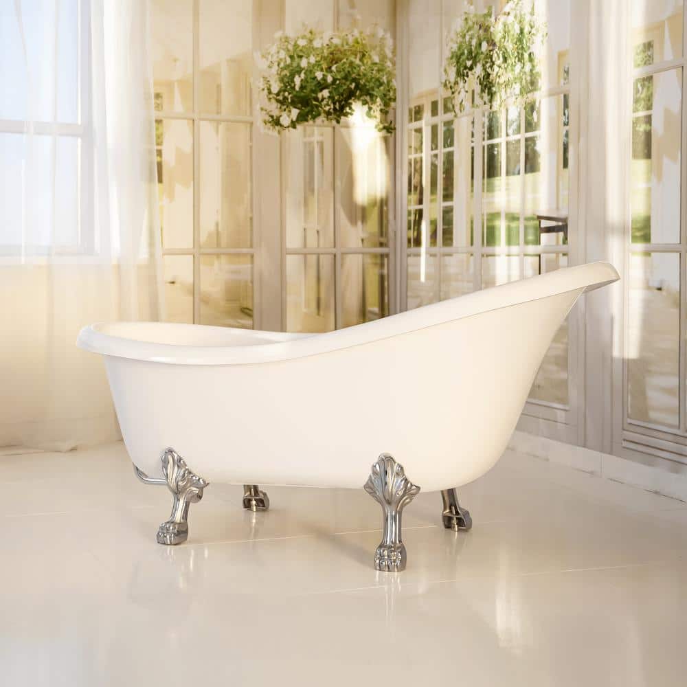 67'' White Acrylic Clawfoot Freestanding Bathtub