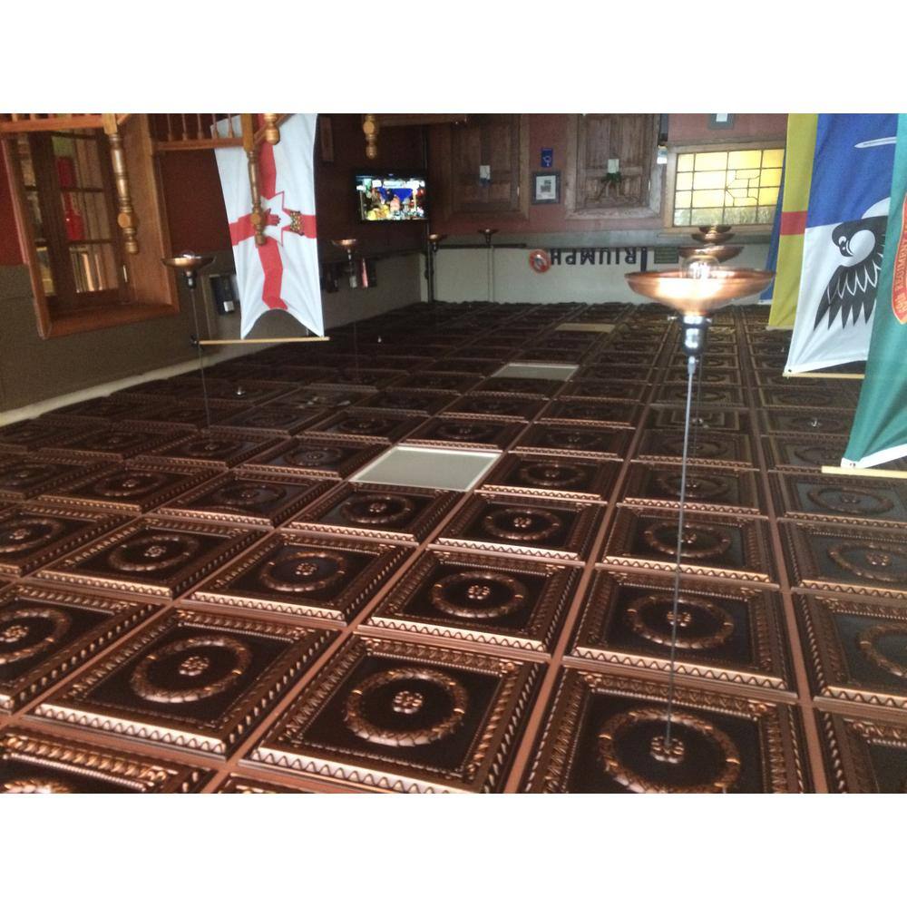 Antique Copper 2' x 4' PVC Faux Tin Ceiling Tile