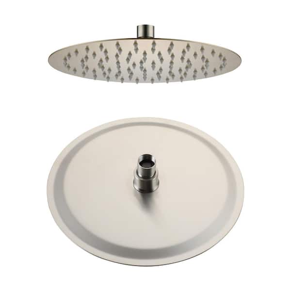 Mondawe 1-Spray Patterns 10 in. Wall Mount Round Rain Fixed Shower Head in Brushed Nickel