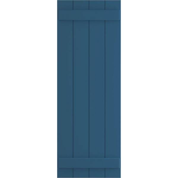 Ekena Millwork 21-1/2 in. x 29 in. True Fit PVC Four Board Joined Board and Batten Shutters Pair in Sojourn Blue