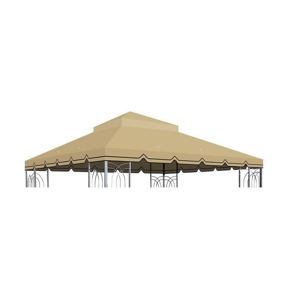 Unbranded Replacement Canopy Cover Only, 10 x 10 ft. Patio Double Tiered Gazebo Canopy Top Fabric (Frame Not Include), Khaki