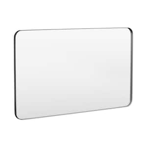 60 in. W x 36 in. H Tempered Glass Rectangular Framed Wall-Mounted Bathroom Vanity Mirror in Black