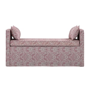 Sofie Paisley Red Bench Upholstered Linen 24.8 in. x 19.3 in. x 52.8 in.