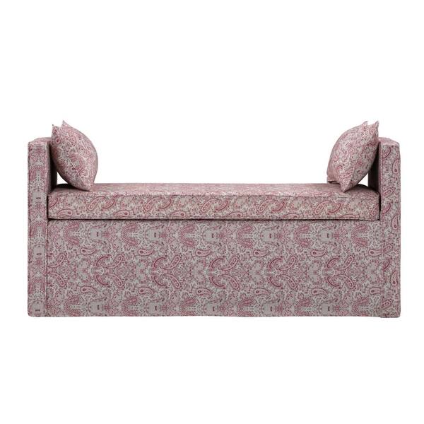 Rustic Manor Sofie Paisley Red Bench Upholstered Linen 24.8 in. x 19.3 in. x 52.8 in.