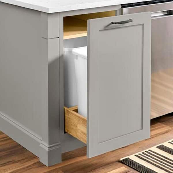 Avondale 18 in. W x 24 in. D x 34.5 in. H Ready to Assemble Plywood Shaker Double Trash Can Kitchen Cabinet in Dove Gray