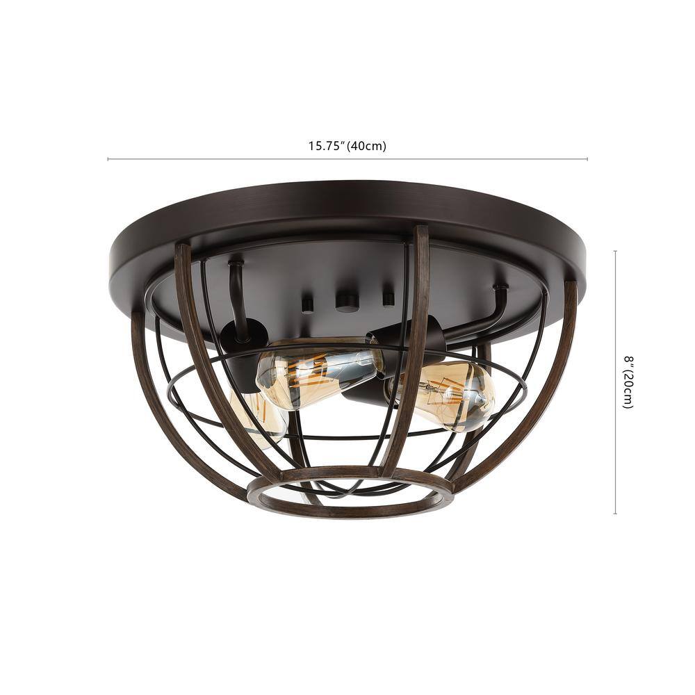Lyla 15.75" Black Rustic Farmhouse Iron LED Flush Mount