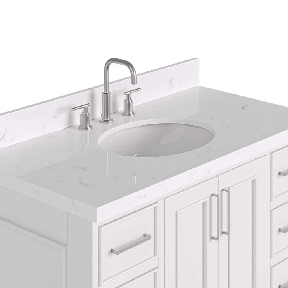 Stafford 42'' White Freestanding Single Bathroom Vanity with Marble Top