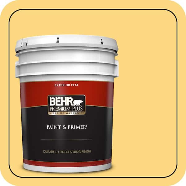 BEHR PREMIUM PLUS 5 gal. #350B-6 Wildflower Honey Flat Exterior Paint & Primer