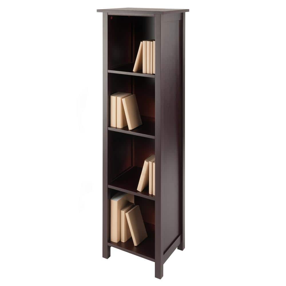 Transitional Walnut Brown 5-Tier Kids Storage Bookshelf