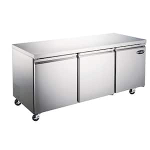 72 in. W 15.5 cu. ft. Commercial Under Counter Refrigerator Cooler in Stainless Steel