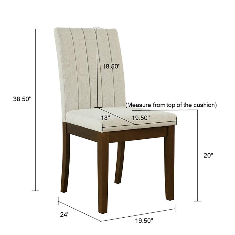 Light Taupe Upholstered Parsons Side Chair with Wood Base
