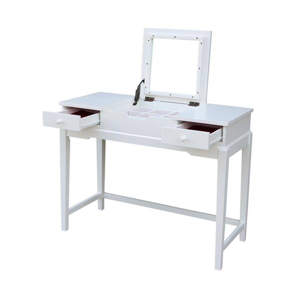 International Concepts Pure White Vanity Table-DT08-2 - The Home Depot