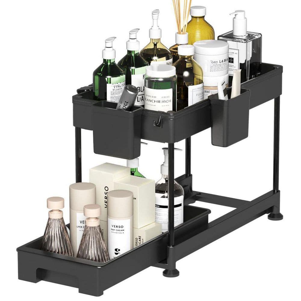 Dracelo 2 Tier Carbon Multi-purpose Bathroom Sink Organizer Slide-Out  Storage Baskets with Handles and Dividers B0B8TGRPNX - The Home Depot