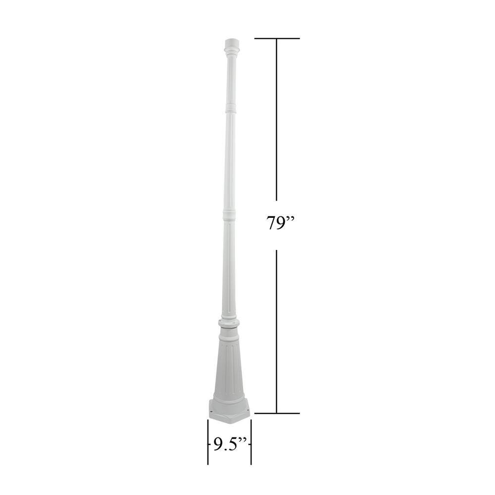 Elegant White Cast Aluminum Outdoor Lamp Post, 79 Inches Tall