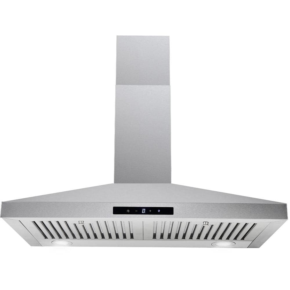 30 in. Wall Mount Range Hood in Stainless Steel w/ Professional Baffle Filters, LED lights, Digital Touch Screen Control
