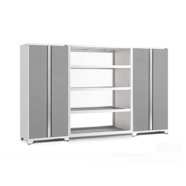 NewAge Products Pro Series 144 in. W x 84.75 in. H x 24 in. D 18-Gauge Steel Cabinet Set in Platinum (3-Piece)