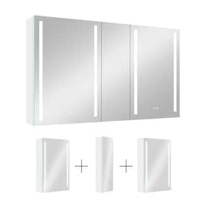 50 in. W x 30 in. H White Rectangular Aluminum Recessed or Surface Mount Medicine Cabinet with Mirror