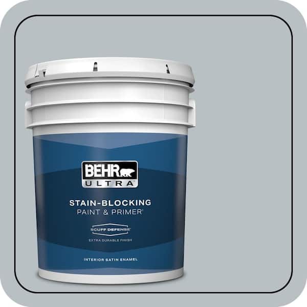 BEHR ULTRA 5 gal. #750E-3 Skyline Steel Extra Durable Satin Enamel Interior Paint & Primer