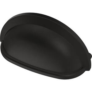 Essentials 3 in. (76mm) Center-to-Center Matte Black Cup Pull (12-Pack)