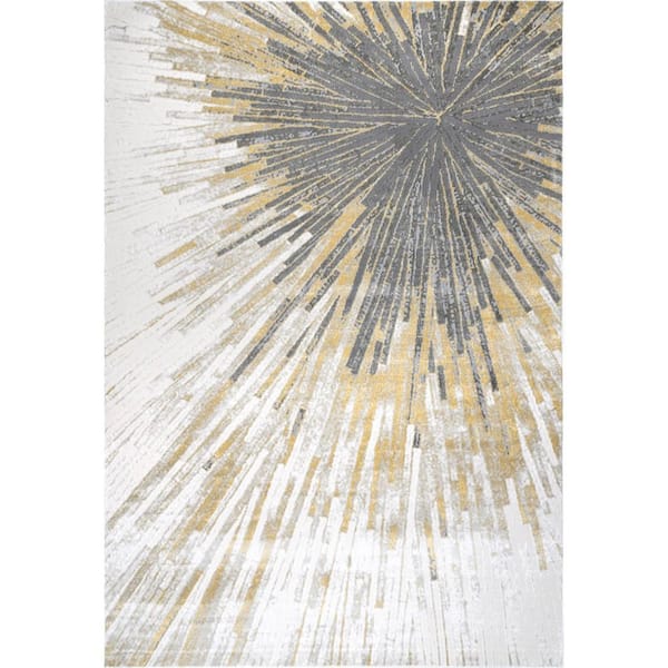 nuLOOM Amaya Abstract Gold 5 ft. Round Modern Area Rug