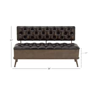 Black Storage Bench with Tufted Faux Leather 31 in. X 54 in. X 19 in.