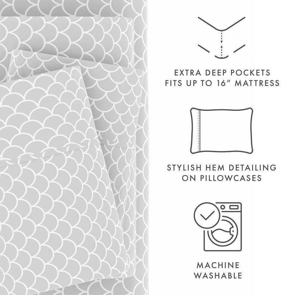 Light Gray Chevron Twin Cotton Polyester Deep Pocket Bedding Set
