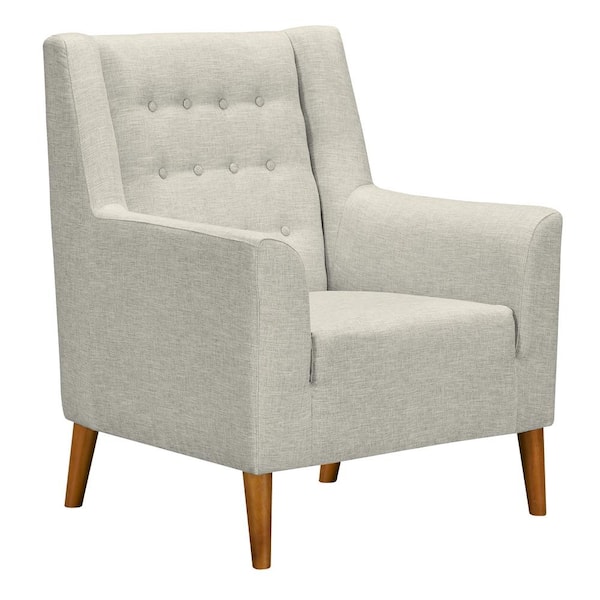 Armen Living Nubia Beige Fabric Accent Chair