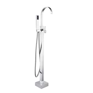 Classical Single-Handle Freestanding Tub Faucet with Hand Shower in Chrome