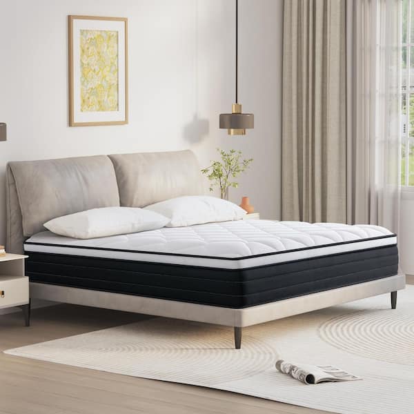 PICCHESS 12 in. Medium Memory Foam Hybrid Mattress, Individually Wrapped Innerspring Tight Top King Size Mattress