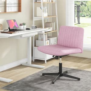 Fabric Swivel Ergonomic Mid Back Criss Cross Legged Office Chair in Pink