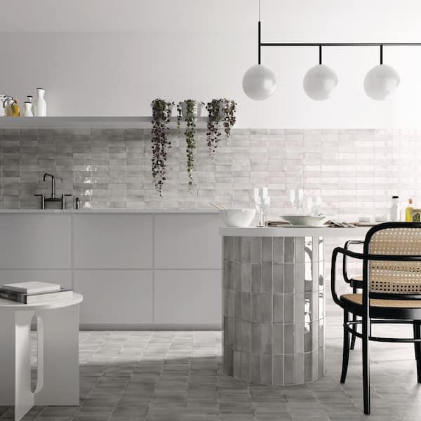 Merola Tile Coco Glossy Amber Grey 2 in. x 5-7/8 in. Porcelain