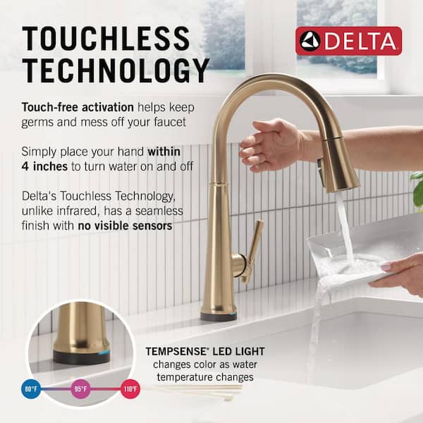 Emmeline Gold Touch/Touchless Champagne Bronze 17.06 in. H Pull Down Sprayer Kitchen Faucet with 360° Spout Swivel
