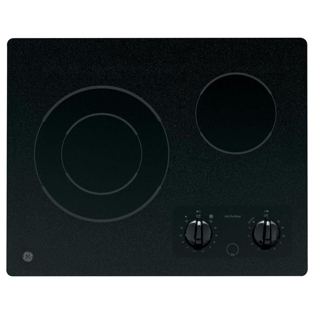21 in. Glass Ceramic Electric Cooktop in Black with 2 Elements