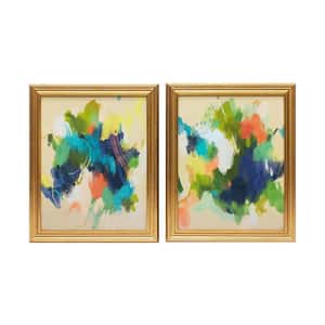 Colorful Abtracts 2 Piece Framed Abstract Wall Art Print 32 in. x 20 in. overall