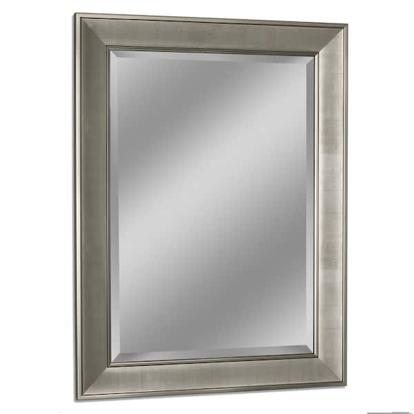 Deco Mirror 29 in. W x 35 in. H Framed Rectangular Bathroom Vanity Mirror in Brush nickel