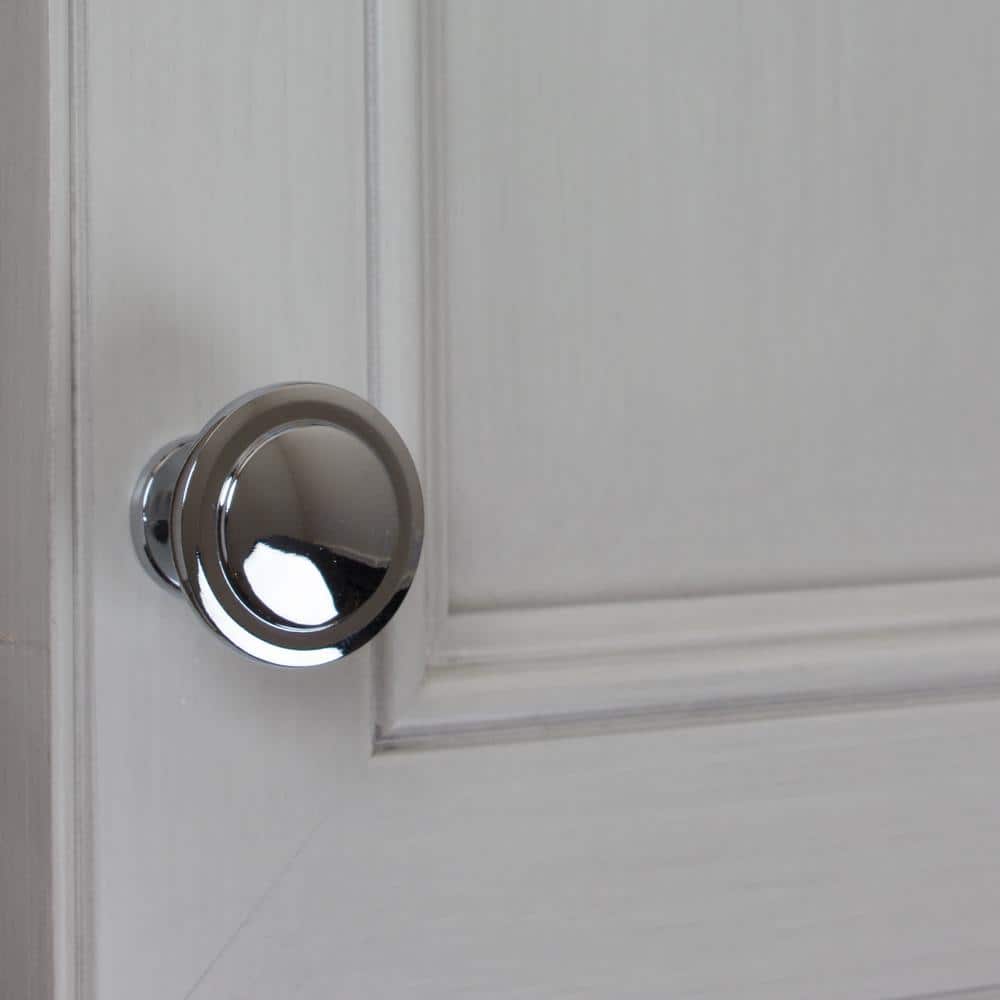Polished Chrome Round Cabinet Knob with Mounting Hardware