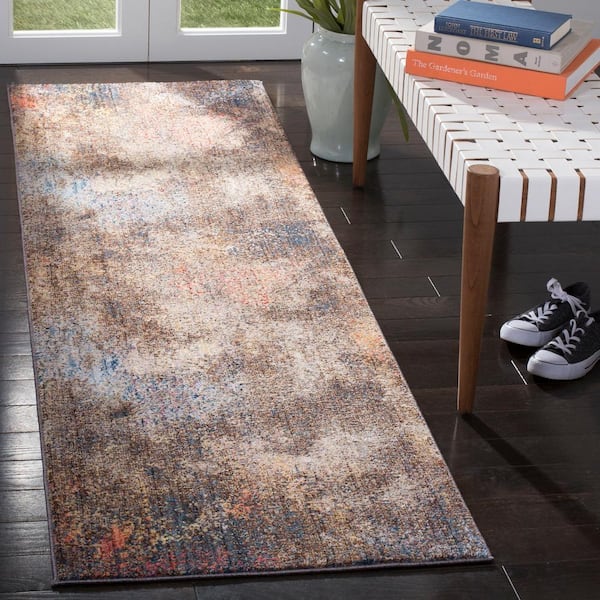 Multi Blue 2'3 x 8' Safavieh Monray Collection MNY656E Modern Abstract Distressed Runner