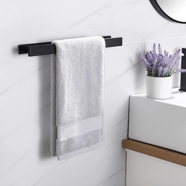 Hand Towel Holder Self Adhesive Towel Bar on Wall Hand Towel Hanger  Aluminum Wall Mounted Towel Rack for Bathroom Accessories Kitchen（Black） -  Yahoo Shopping