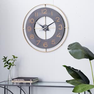 28 in. x 28 in. Gold Metal Wall Clock with Gold accents