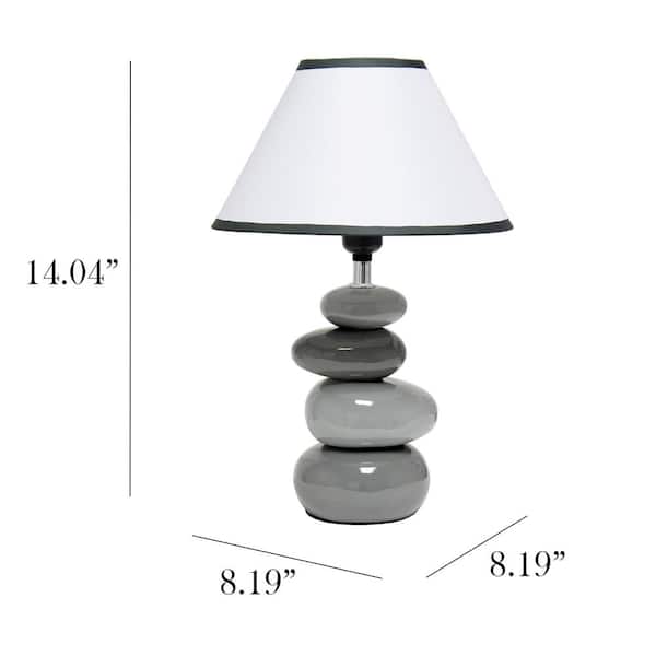 Simple Designs LT3052-GRY Shades of Gray Ceramic Stone Table Lamp 