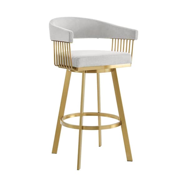 Armen Living Chelsea 26 in. Silver Metal Counter Stool with Fabric Seat