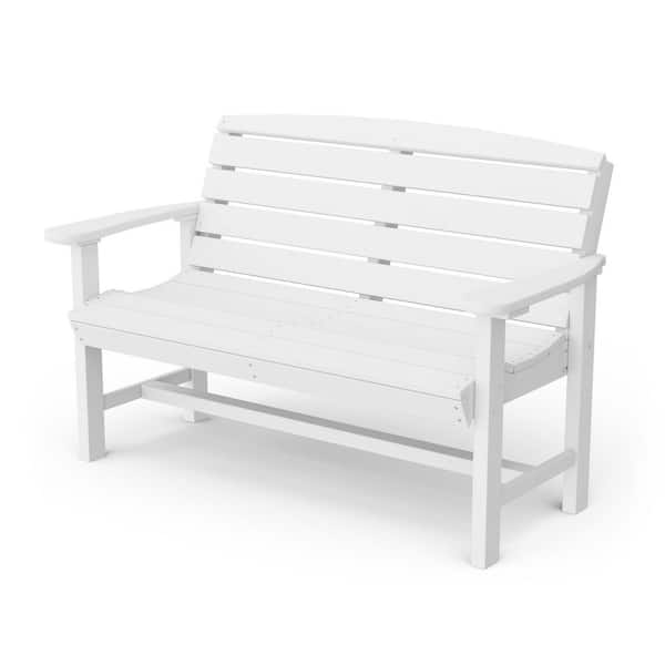 Wildridge Classic White HDPE Plastic Outdoor Mission Bench LCC-225