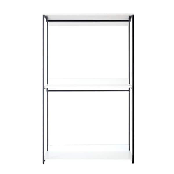 48 in. W to 92 in. W White Closet Shelf Tower with Shelf and Rod Extensions  Wood Closet System