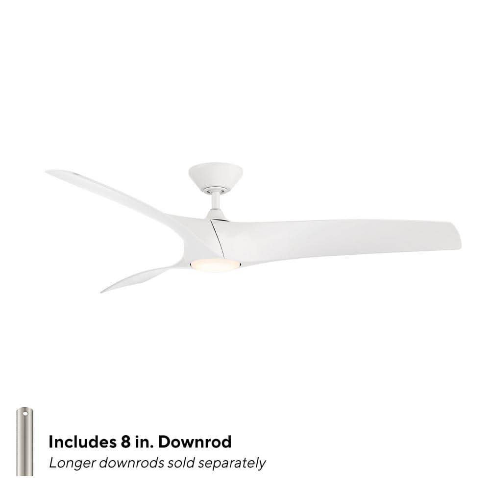 Zephyr 52" Matte White Smart Ceiling Fan with LED Light and Remote