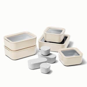 14-piece Glass Food Storage Set Cream