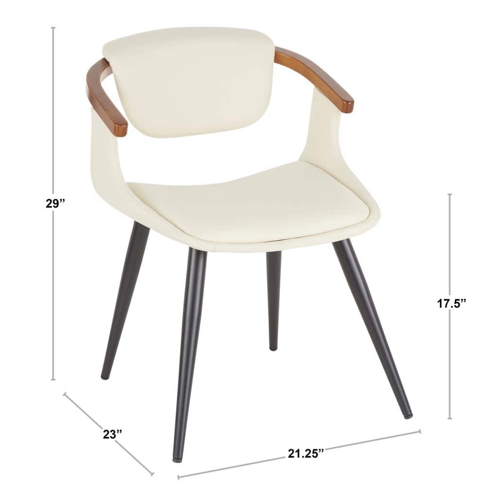 Elevate Cream Faux Leather Side Chair with Bamboo Frame