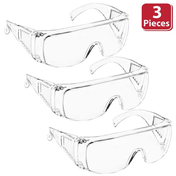 Clear Diamont Vented Over Clear Safety Glasses, ANSI Z87.1, Anti-Scratch (3-Pairs)