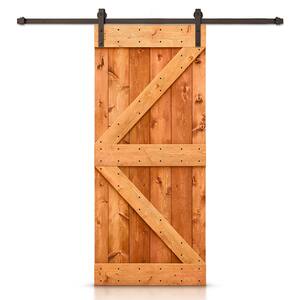 Distressed K Series 20 in. x 84 in. Red Walnut Stained DIY Wood Interior Sliding Barn Door with Hardware Kit