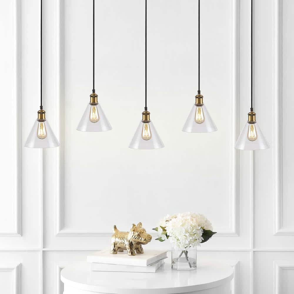 Presta 54'' Black and Clear Glass Industrial Chic Island Pendant with LED