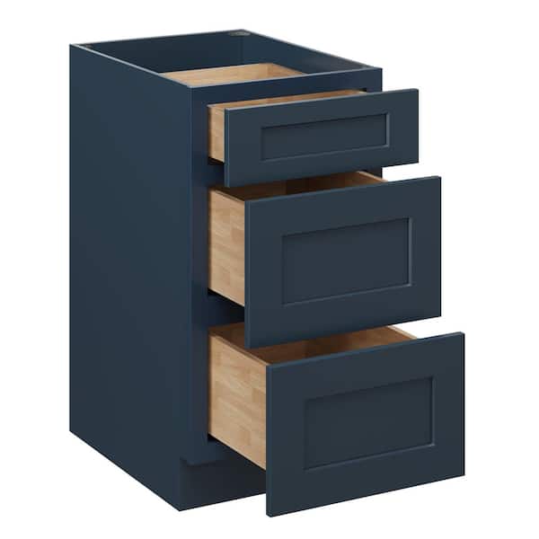 18 in. W x 24. in D x 34.5 in. H Ready to Assemble Drawer Base Cabinets with 3-Drawers in Cyber Grey